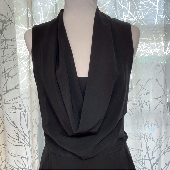 LAFAYETTE 148 NEW YORK black cowl neck sleeveless back button up midi dress - Picture 5 of 11